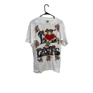 Vintage 1993 Fun Art by Lori B‎ cat t-shirt with shoulder pads. One size